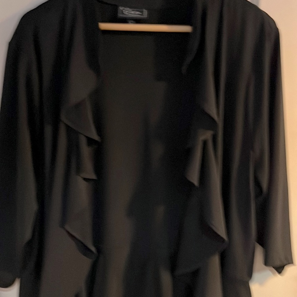 Dressbarn Open Ruffle Jacket Black Size  3x